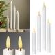   4er Set LED Stabkerzen 3D FLAMME 4 Gren flackernde Tafelkerzen wei