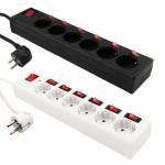   Mehrfach-Tisch-Steckdose 6-fach einzeln schaltbar AN-AUS Steckerleiste Tisch-Steckdosen-Leiste