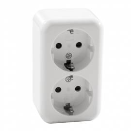 Aufputz Schutzkontakt Doppel-Steckdose 2-fach FINERY wei&szlig; 250V~ 16A AP