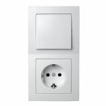 FLAIR Kombi-Schalter-Steckdose wei&szlig; Schraubanschluss mit Rahmen 250V~ 10A Lichtschalter