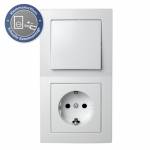 FLAIR Kombi-Schalter-Steckdose wei&szlig; Klemmanschluss mit Rahmen 250V~ 10A Lichtschalter