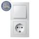 FLAIR Kombi-Schalter-Steckdose wei� Klemmanschluss mit Rahmen 250V~ 10A Lichtschalter