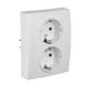  FLAIR Schutzkontakt Steckdose 2-fach auf 1x UP Dose wei� 230V 16A mit Einstecksicherung