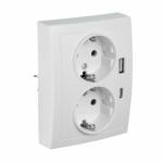  FLAIR Schutzkontakt Steckdose 2-fach auf 1x UP Dose wei&szlig; 230V 16A mit USB A & USB C PD Ladeport