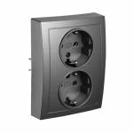  FLAIR Schutzkontakt Steckdose 2-fach auf 1x UP Dose anthrazit 230V 16A mit Einstecksicherung