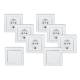 DELPHI 8 teilig Starter Kit Set WEI Unterputz 2x Schalter 6x Steckdose inkl. Rahmen UP