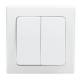  DELPHI 2-fach Wechsel-Schalter Klemmanschluss wei mit Rahmen 250V~ 10A 2er Lichtschalter