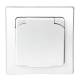 DELPHI IP44 Au�en Schutzkontakt-Steckdose Unterputz mit Deckel wei� mit Rahmen 250V~ 16A