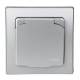 DELPHI Au�en Schutzkontakt-Steckdose IP44 Unterputz mit Deckel silber mit Rahmen 250V~ 16A