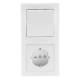 DELPHI Kombi Lichtschalter + Steckdose wei� mit 2fach Rahmen 250V~ 10A Wechselschalter
