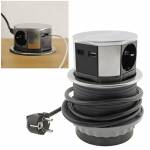Tisch Einbausteckdose 3-fach Steckdoese + USB A & C Ladebuchse 3,4A versenkbare Tischsteckdose