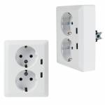MILOS Schutzkontakt Steckdose 2-fach auf 1x UP Dose wei&szlig; matt 250V 16A mit 2x USB-C PD Ladeport