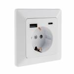 MILOS  Steckdose USB-C & A Buchse wei&szlig;-matt mit Rahmen 250V~ 16A