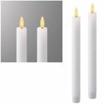 2er Set LED Stabkerze 3D FLAMME weiß 24,5 x 2,1cm mit Timer flackernde Tafelkerze