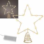 Led Christbaumspitze Metall Stern mit Led Draht-Lichterkette Timer 24x22cm