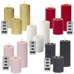 3er Set Led Wachs-Kerze 3D-FLAMME 11/15/19x7cm mit Timer Fernbedienung