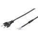  1,5m Netzkabel schwarz Eurostecker / blanke Enden mit Zugentlastung  2,5A/250V / 0,75 mm�
