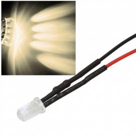 10x 5mm Leds WARMWEIß mit 25cm Kabel 12 Volt DC / Led fertig verkabelt 12 V, cable wired