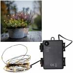 outdoor Micro Led Draht Lichterkette 40 SMDs 4m mit TIMER batterie Au&szlig;en 10cm Abstand Draht schwarz