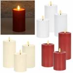Outdoor LED Kerze 3D Flamme Liquid-Wax-Optik mit TIMER 10/12/15x7,5cm für Terrasse Garten
