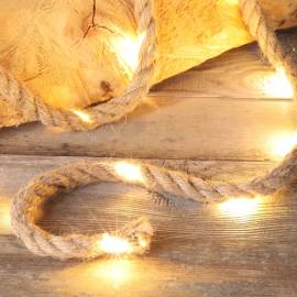   1,5m Jute-Seil mit Drahtlichterkette 10 micro-LEDs batteriebetrieben B-Ware - Bild vergr��ern 