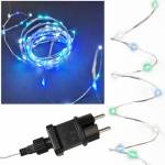 LED Draht-Lichterkette blau/cyan/weiß mit Timer, 8-Effekte mit Netzteil 230V Betrieb, Außen & Innen