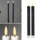 2er Set LED Stabkerze 3D FLAMME SCHWARZ 24,5 x 2,1cm mit Timer flackernde Tafelkerze
