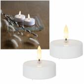 2er Set MAXI LED Teelichter 3D FLAMME ØxH 58x55mm flackernd mit TIMER weiß XL