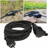 5m Outdoor-Verlängerungskabel schwarz Außen mit Deckel Strom-Kabel Verlängerung-Leitung 230 V Volt