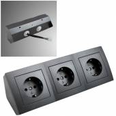3-fach Steckdosenblock Flair anthrazit 250V~ 16A Aufbau-Montage