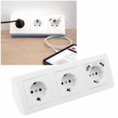 3-fach + 2x USB Steckdosenblock Flair weiß-matt 250V~ 16A Aufbau-Montage