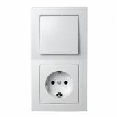 FLAIR Kombi-Schalter-Steckdose weiß Schraubanschluss mit Rahmen 250V~ 10A Lichtschalter