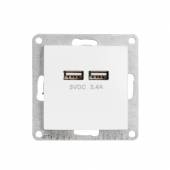 FLAIR USB-Ladedose 2-fach 5V / 3,4A weiß OHNE Rahmen Unterputz