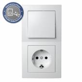 FLAIR Kombi-Schalter-Steckdose weiß Klemmanschluss mit Rahmen 250V~ 10A Lichtschalter