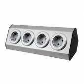 hochwertiger 4-fach Steckdosen Block Edelstahl poliert 230V~ 16A Aufbau-Montage