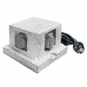 4-fach Garten-Steckdosen-Block Stein-Optik 3m Kabel IP44 Außen-Steckdose Strom-Verteiler