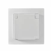 FLAIR Außen Steckdose IP44 mit Deckel weiß Schraubanschluss mit Rahmen 250V~ Unterputz