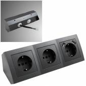 3-fach + 2x USB Steckdosenblock Flair anthrazit 250V~ 16A Aufbau-Montage