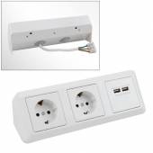 2-fach Steckdosenblock mit 2x USB Ladebuchse CUP weiß 230V~ 16A Aufbau-Montage