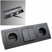 2-fach Steckdosenblock mit 2x Schalter Flair anthrazit 250V~ 16A Aufbau-Montage
