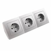 3-fach Steckdosenblock Flair silber 250V~ 16A Aufbau-Montage