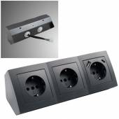 3-fach + USB-C PD QC 3.0 & USB-A Steckdosenblock Flair anthrazit 250V~ 16A Aufbau-Montage