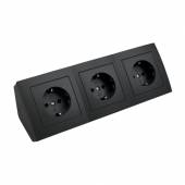 3-fach Steckdosenblock Flair schwarz-matt 250V~ 16A Aufbau-Montage
