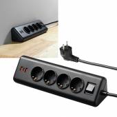 4-fach Steckdosen-Block mit Schalter 2x USB-A + 1x USB-C 2m Kabel mit Stecker schwarz 230V~ 16A