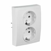 FLAIR Schutzkontakt Steckdose 2-fach auf 1x UP Dose weiß 230V 16A mit Einstecksicherung