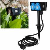 Gartensteckdose mit Zeitschaltuhr 2-fach 10m Kabel IP44 Außen Steckdose Strom Verteiler
