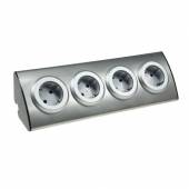 hochwertiger 4-fach Steckdosen Block Edelstahl poliert 230V~ 16A Aufbau-Montage