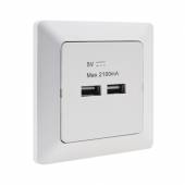 MILOS USB-Ladedose 2-fach 5V max. 2A weiß matt mit Rahmen Unterputz UP