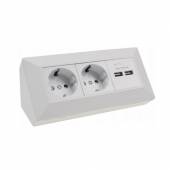 2-fach Steckdosenblock + 2x USB MILOS weiß-matt Aufbau-Montage Steckdose mit USB Lade-Buchse