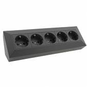 5-fach Steckdosenblock DELPHI schwarz 250V~ 16A Aufbau-Montage Steckdose